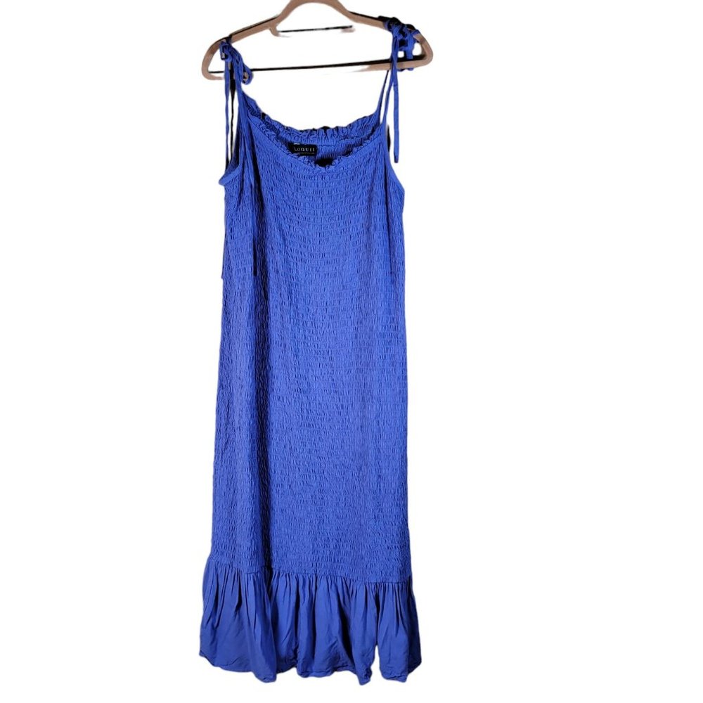 Eloquii Purple Smocked Tie Straps Maxi Dress Women Size 22/24